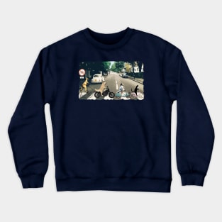 Abbey Road Beatles Spoof Cat and Dogs on Bikes Funny Crewneck Sweatshirt